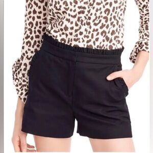 J. Crew Women’s Black Shorts Ruffle Pockets High Rise Waist Casual Cotton Size 4